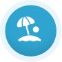 Beach icon in blue circle